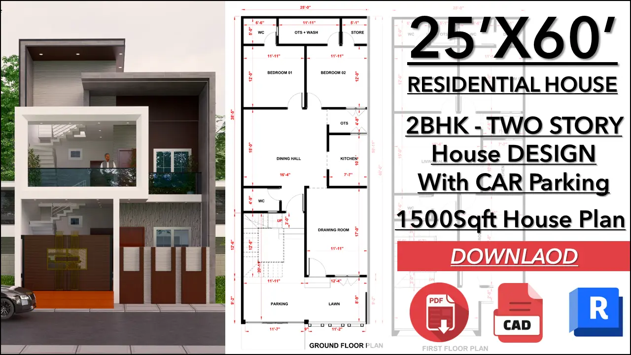 X House Design Two Story Bhk Each Floor Home Cad D