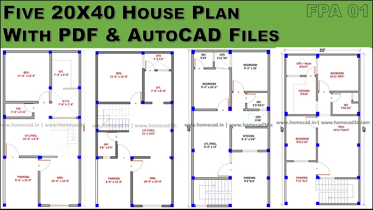 20x40 House Plan With Car Parking And 3d